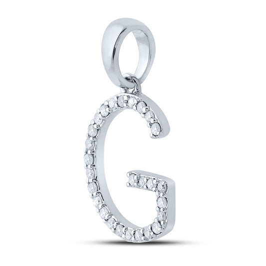 0.2 Ctw Natural Diamond Block Initial Letter G Pendant in 10k White Gold