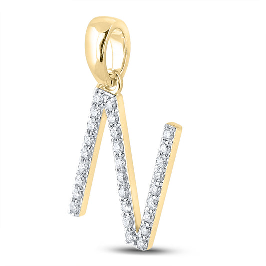 0.2 Ctw Natural Diamond Block Initial Letter K Pendant in 10k Yellow Gold