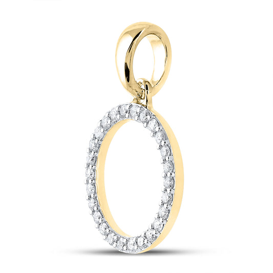 0.2 Ctw Natural Diamond Block Initial Letter O Pendant in 10k Yellow Gold