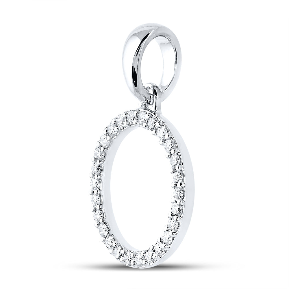 0.2 Ctw Natural Diamond Block Initial Letter O Pendant in 10k White Gold