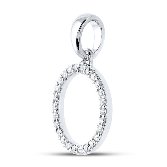 0.2 Ctw Natural Diamond Block Initial Letter O Pendant in 10k White Gold