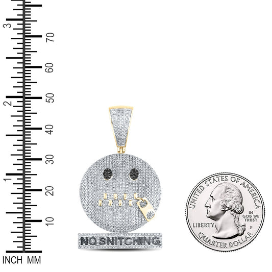 1.98 Ctw Natural Diamond No Snitching Emoji Pendant in 10k Yellow Gold