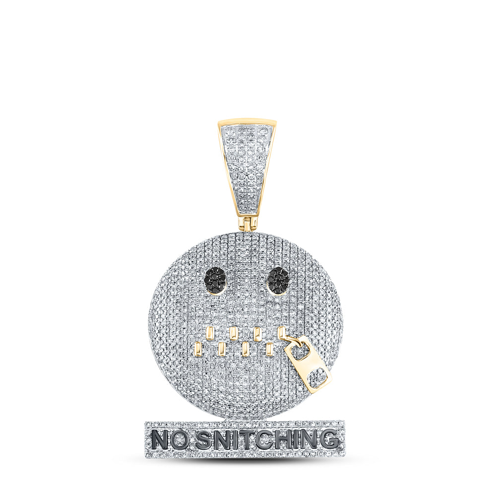 1.98 Ctw Natural Diamond No Snitching Emoji Pendant in 10k Yellow Gold