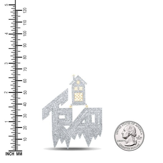 5.22 Ctw Natural Diamond Trap House Hiphop Pendant in 10k Yellow Gold