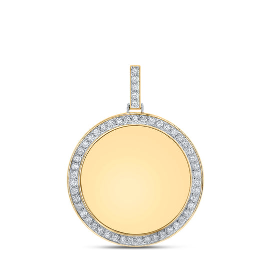 1.82 Ctw Natural Diamond Round Circular Memory Picture Frame Pendant in 10k Yellow Gold