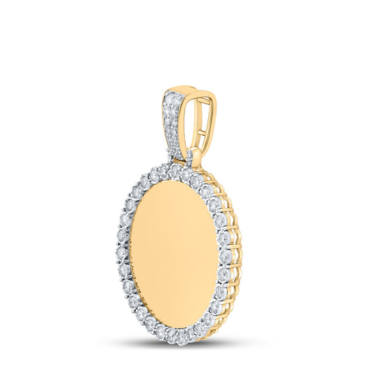 0.78 Ctw Natural Diamond One Row Tennis Memory Picture Frame Pendant in 10k Yellow Gold