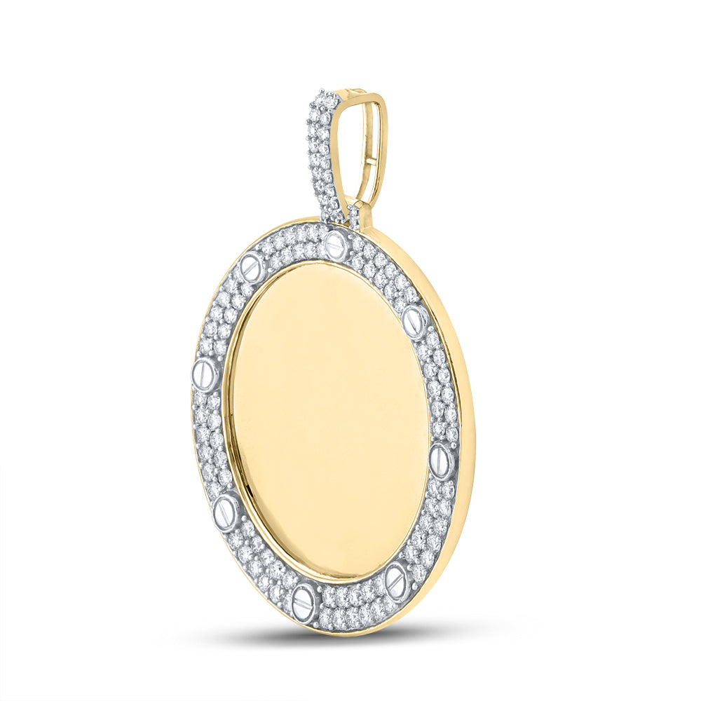 2 Ctw Natural Diamond Round Circular Memory Picture Frame Pendant in 10k Yellow Gold