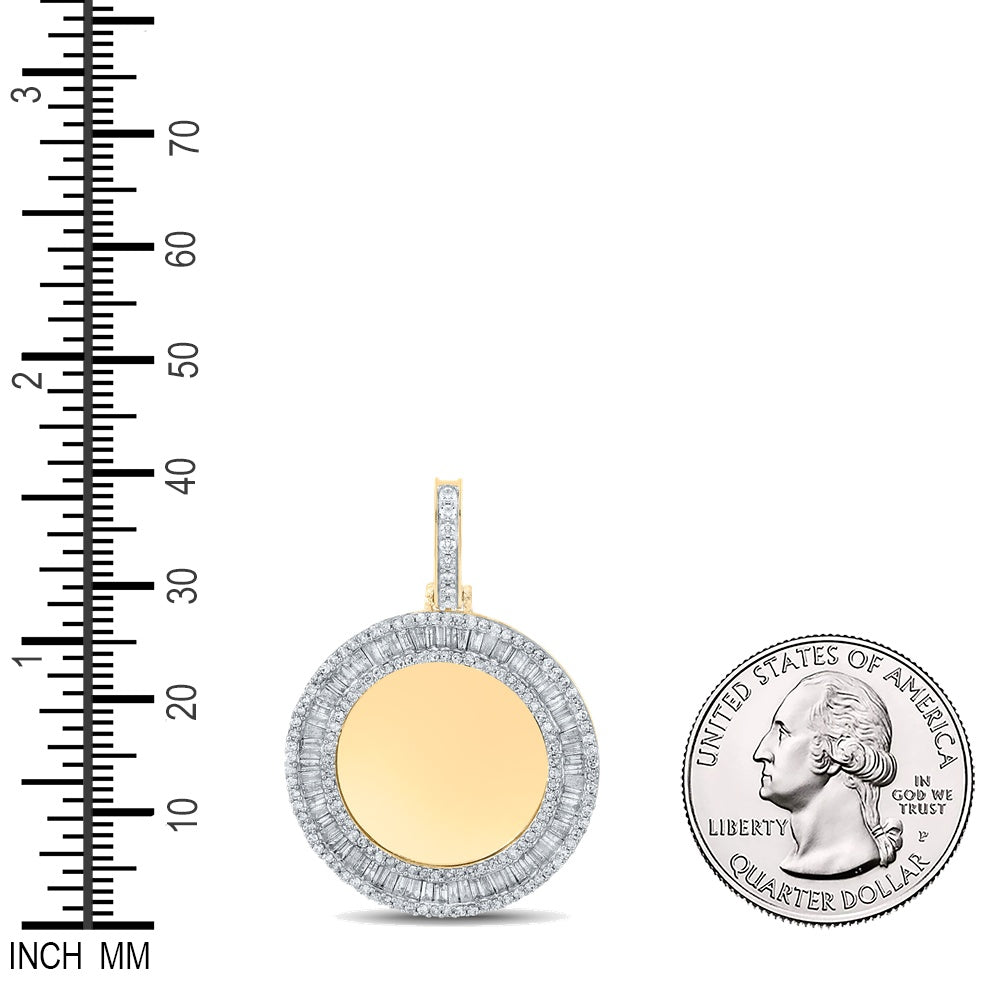 1.54 Ctw Natural Diamond Circular Round Memory Picture Frame Pendant in 14k Yellow Gold