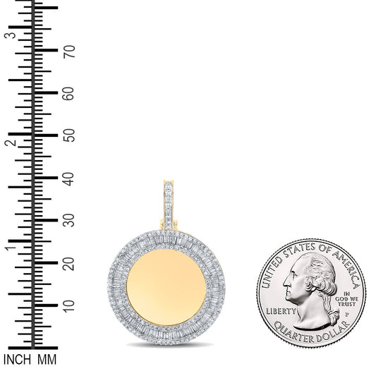 1.54 Ctw Natural Diamond Circular Round Memory Picture Frame Pendant in 14k Yellow Gold