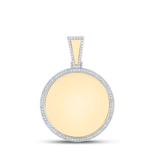 0.55 Ctw Natural Diamond Round Circle Memory Picture Frame Pendant in 10k Yellow Gold