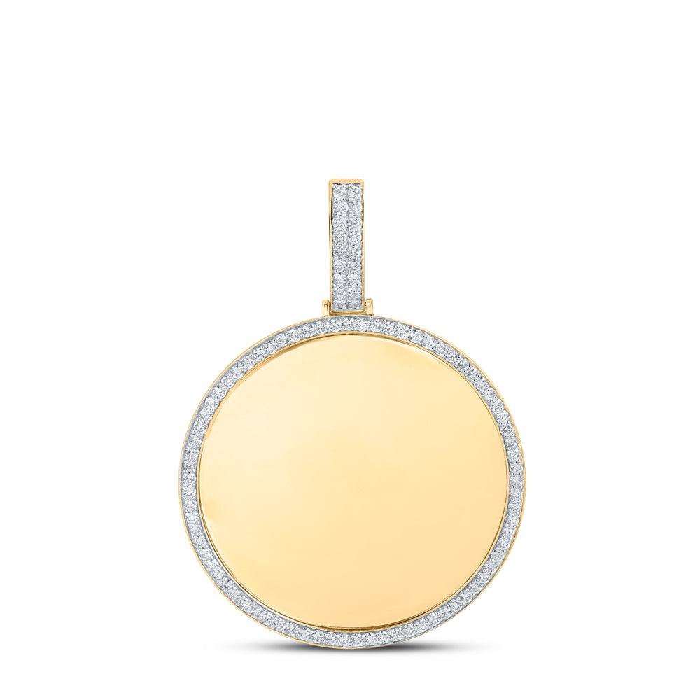 5.08 Ctw Natural Diamond Round Circular Memory Picture Frame Pendant in 14k Yellow Gold