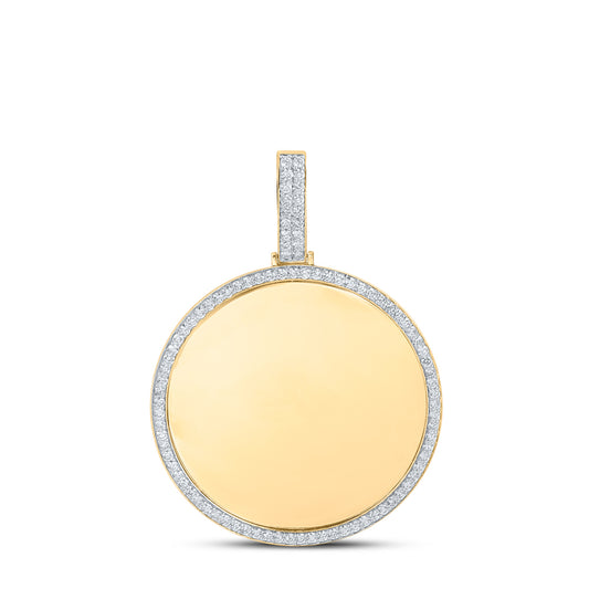 5.08 Ctw Natural Diamond Round Circular Memory Picture Frame Pendant in 14k Yellow Gold