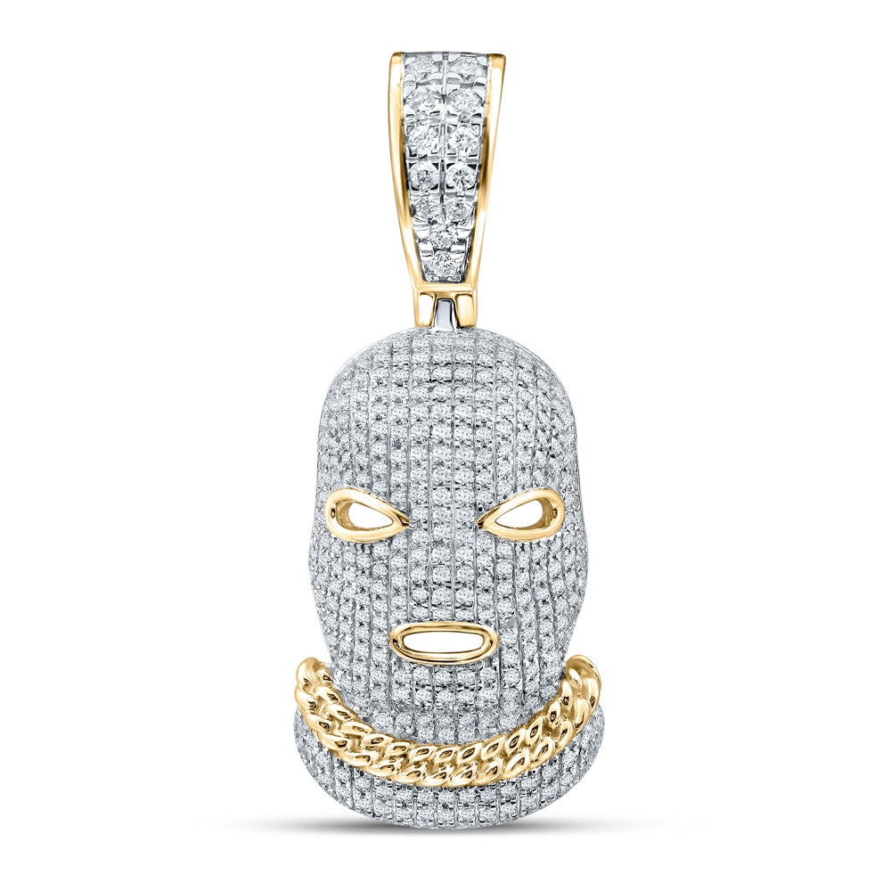 1.06 Ctw Natural Diamond Mask Hood Charm Pendant in 10k Yellow Gold