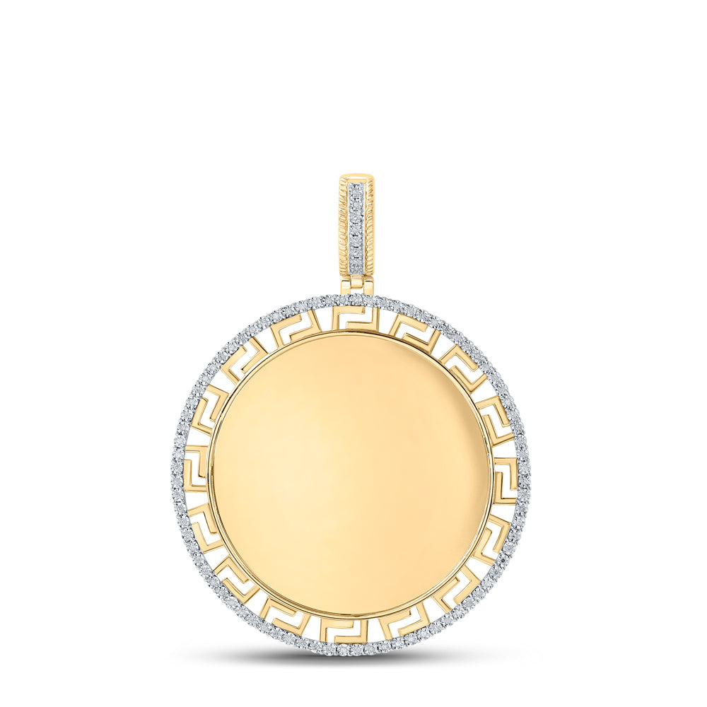 0.25 Ctw Natural Diamond Greek Round Memory Picture Frame Pendant in 10k Yellow Gold