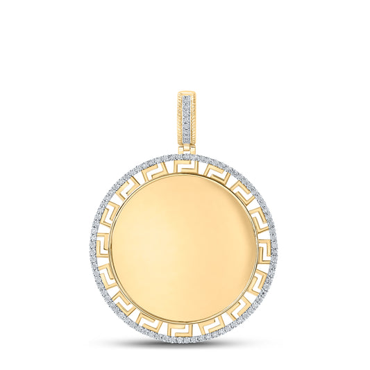 0.25 Ctw Natural Diamond Greek Round Memory Picture Frame Pendant in 10k Yellow Gold