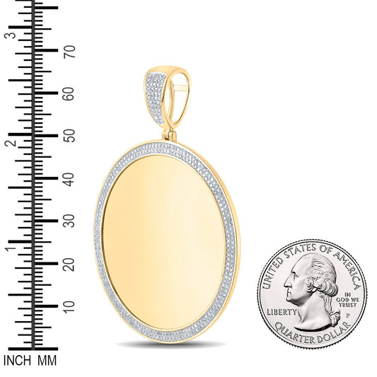 1 Ctw Natural Diamond Round Circular Memory Picture Frame Pendant in 10k Yellow Gold