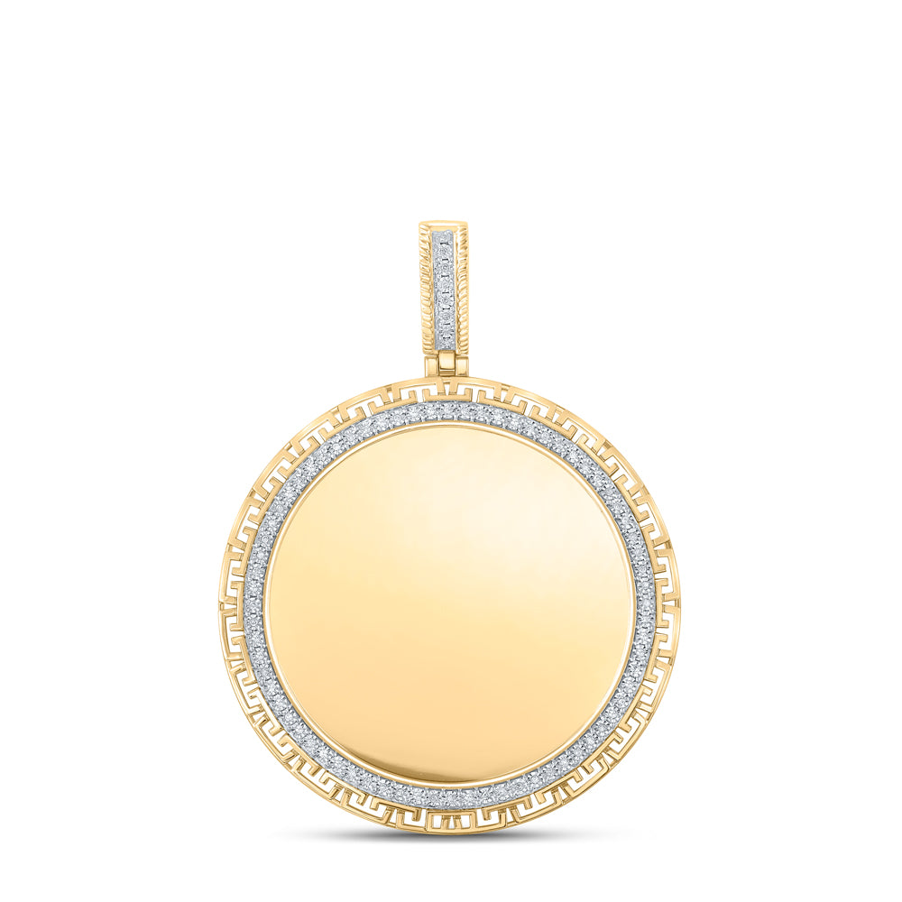 0.25 Ctw Natural Diamond Greek Round Memory Picture Frame Pendant in 10k Yellow Gold