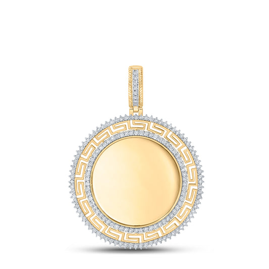 0.5 Ctw Natural Diamond Round Greek Memory Picture Frame Pendant in 10k Yellow Gold