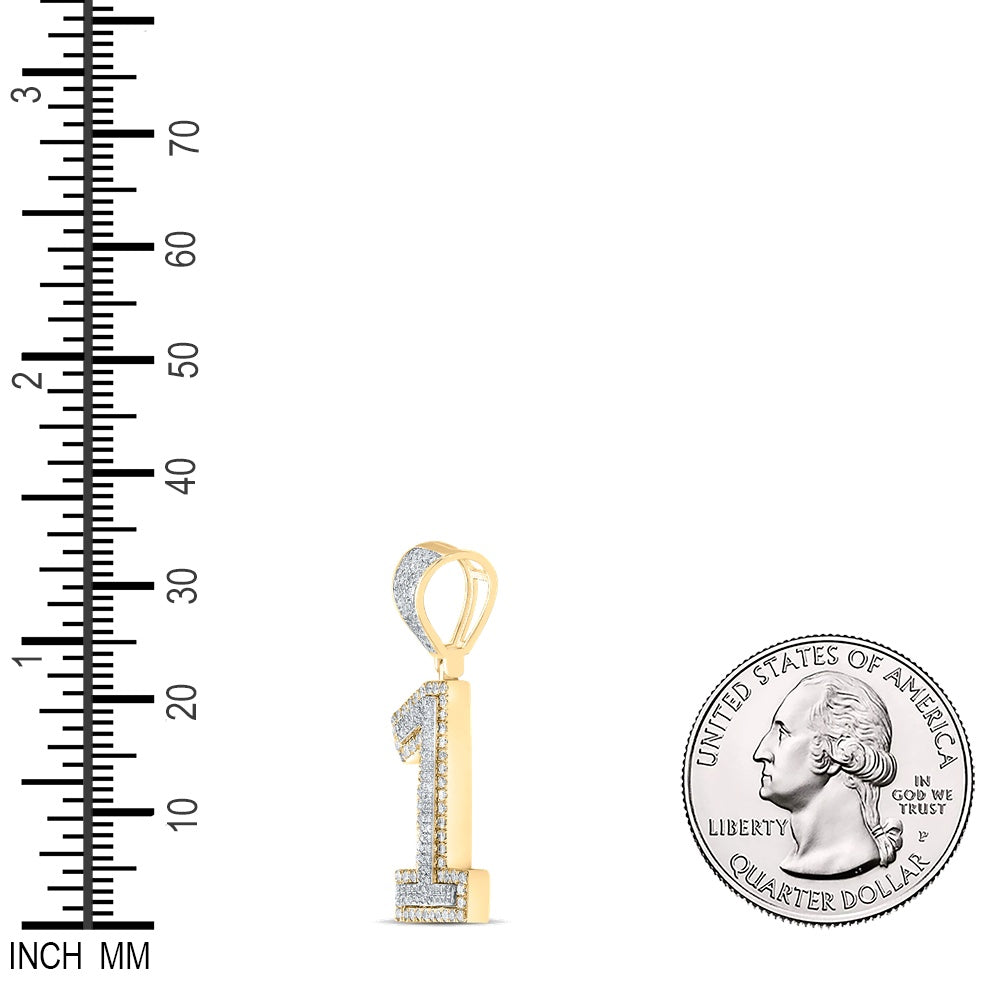 0.63 Ctw Natural Diamond Block Number 1 One Pendant in 10k Two-tone Gold