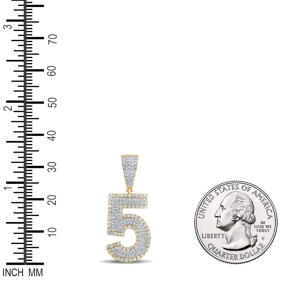 0.75 Ctw Natural Diamond Block Number 5 Five Pendant in 10k Two-tone Gold