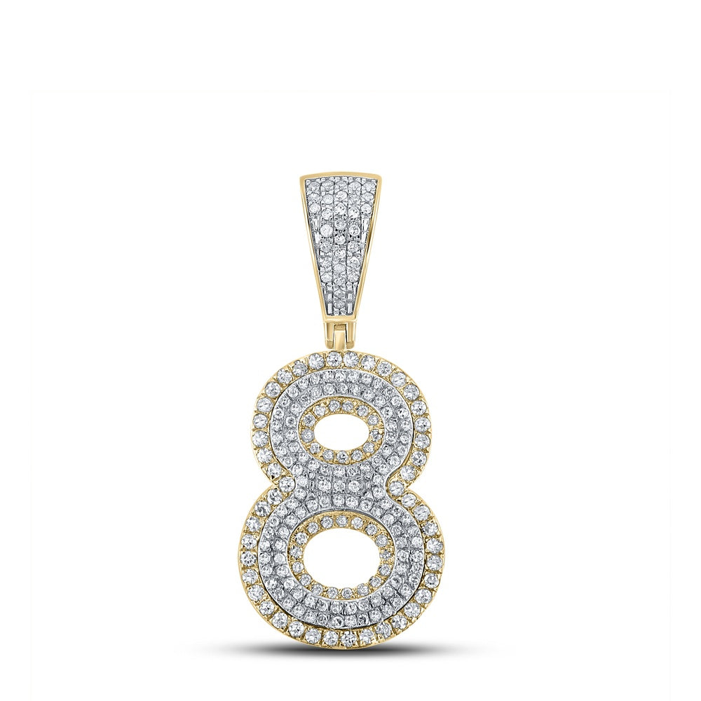 0.8 Ctw Natural Diamond Block Number 8 Eight Pendant in 10k Two-tone Gold