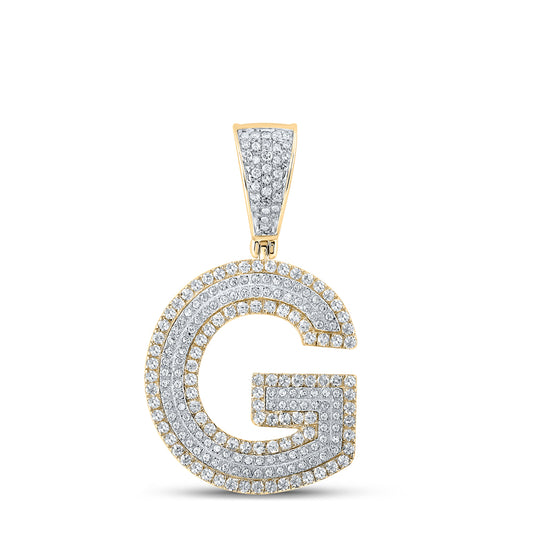0.93 Ctw Natural Diamond Block Initial Pendant Alphabet G Pendant in 10k Two-tone Gold