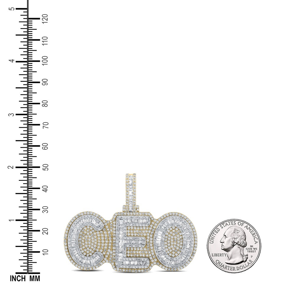5.03 Ctw Natural Diamond CEO Nameplate Pendant in 10k Two-tone Gold