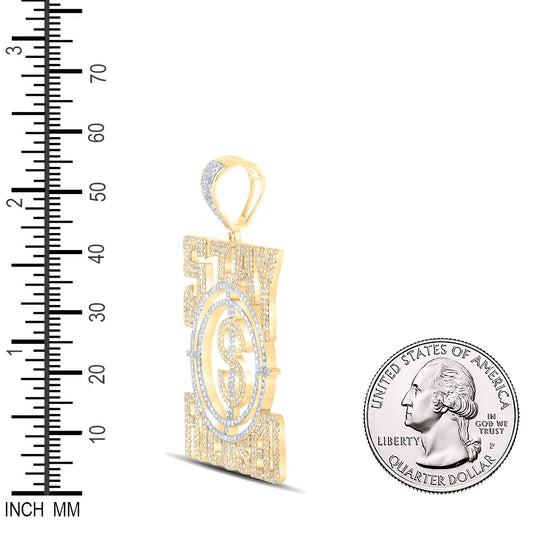 2.76 Ctw Natural Diamond Stay Focused Dollar Money Pendant in 10k Yellow Gold