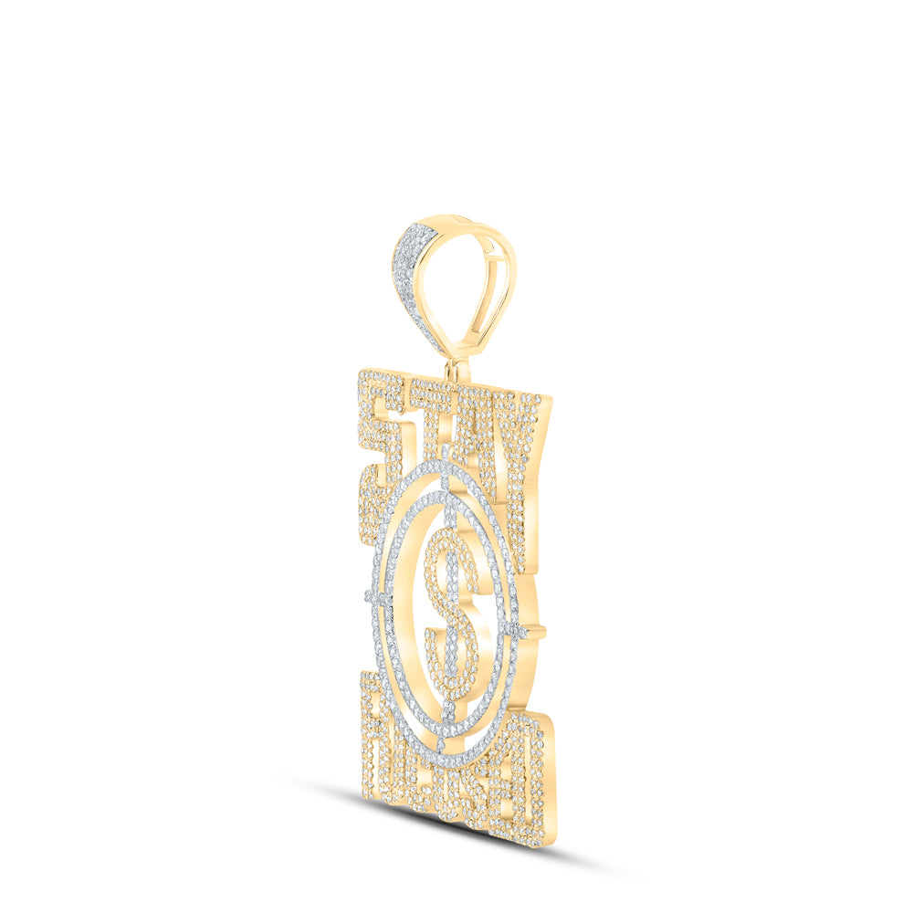2.76 Ctw Natural Diamond Stay Focused Dollar Money Pendant in 10k Yellow Gold