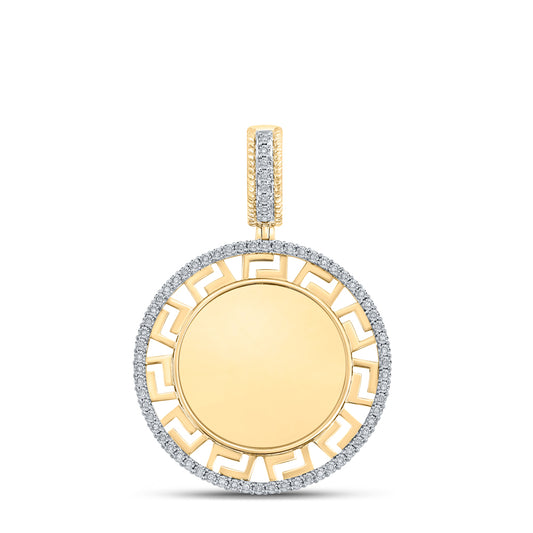 0.2 Ctw Natural Diamond Round Circular Memory Picture Frame Pendant in 10k Yellow Gold