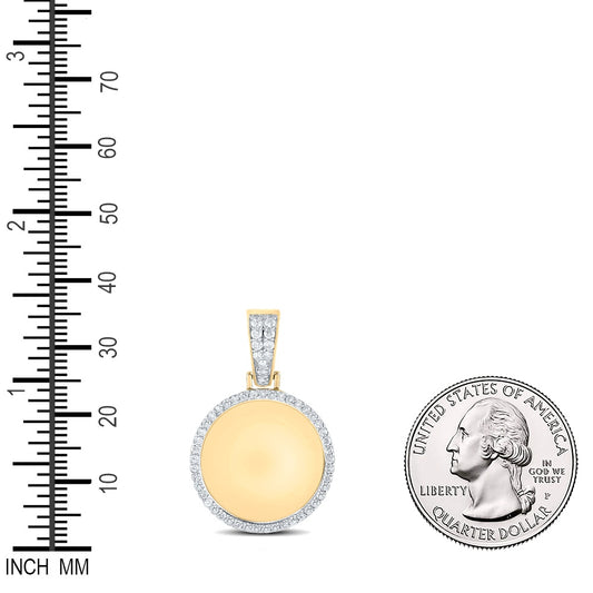 0.95 Ctw Natural Diamond Round Circle Memory Picture Frame Pendant in 10k Yellow Gold