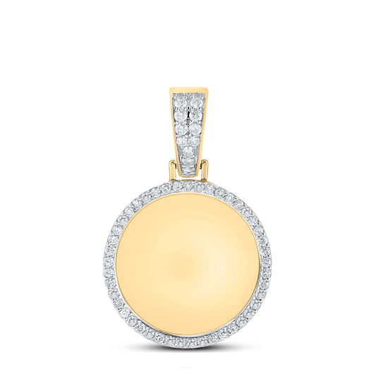 0.95 Ctw Natural Diamond Round Circle Memory Picture Frame Pendant in 10k Yellow Gold