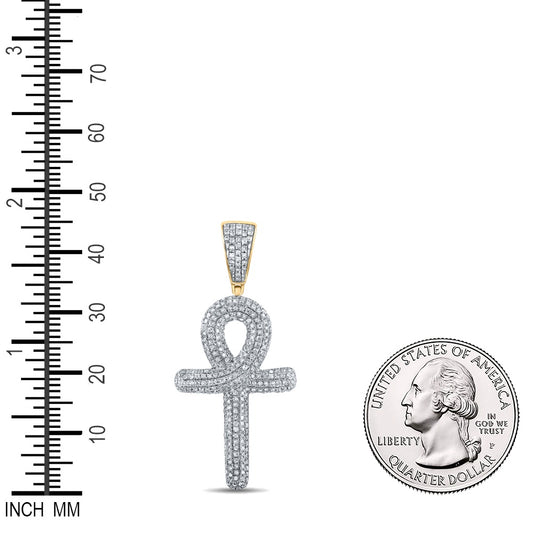 0.8 Ctw Natural Diamond Hiphop Ank Pendant in 10k Yellow Gold
