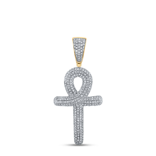 0.8 Ctw Natural Diamond Hiphop Ank Pendant in 10k Yellow Gold