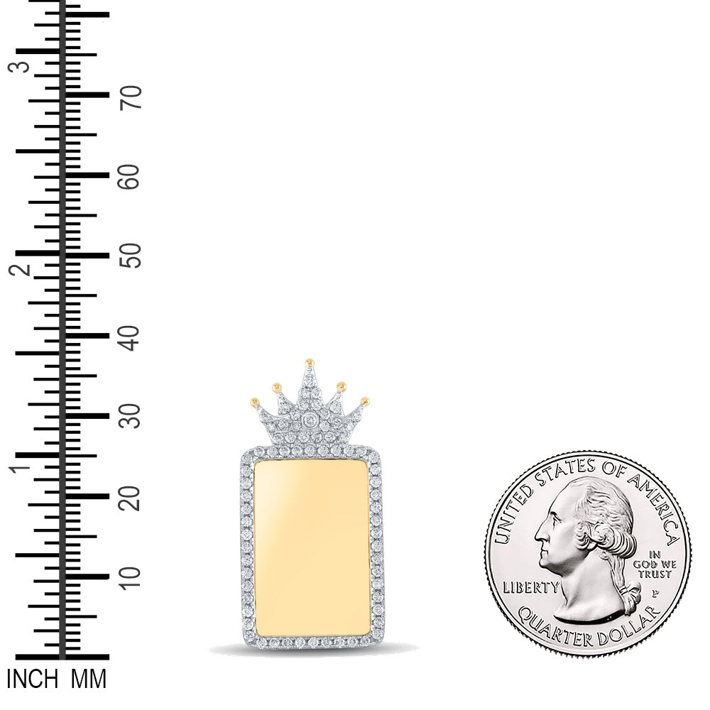 1.02 Ctw Natural Diamond Memory Picture Frame Crown Pendant in 10k Yellow Gold