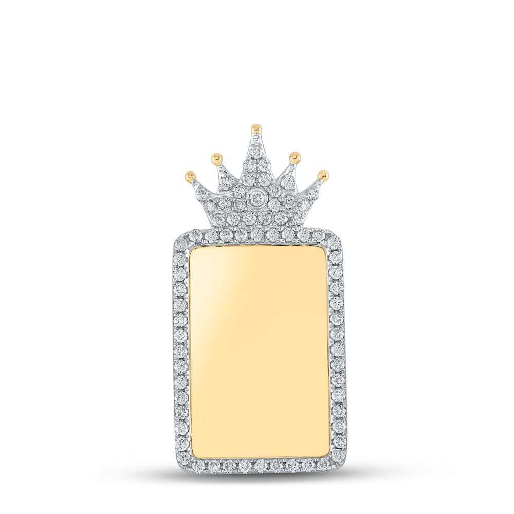 1.02 Ctw Natural Diamond Memory Picture Frame Crown Pendant in 10k Yellow Gold