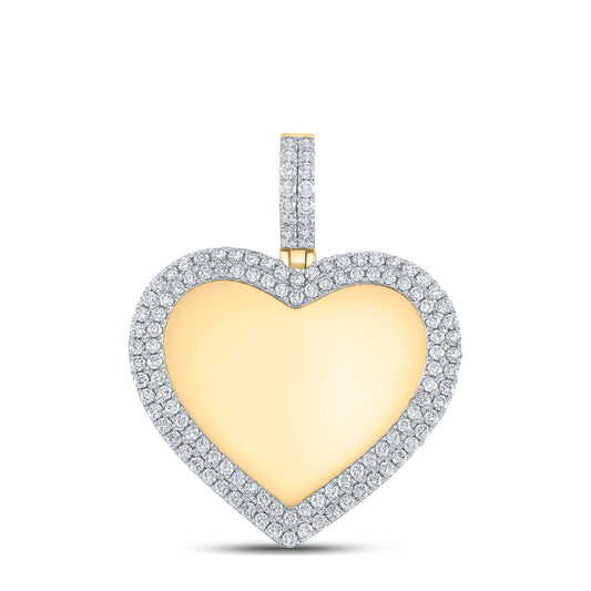 2.12 Ctw Natural Diamond Memory Picture Frame Heart Pendant in 10k Yellow Gold
