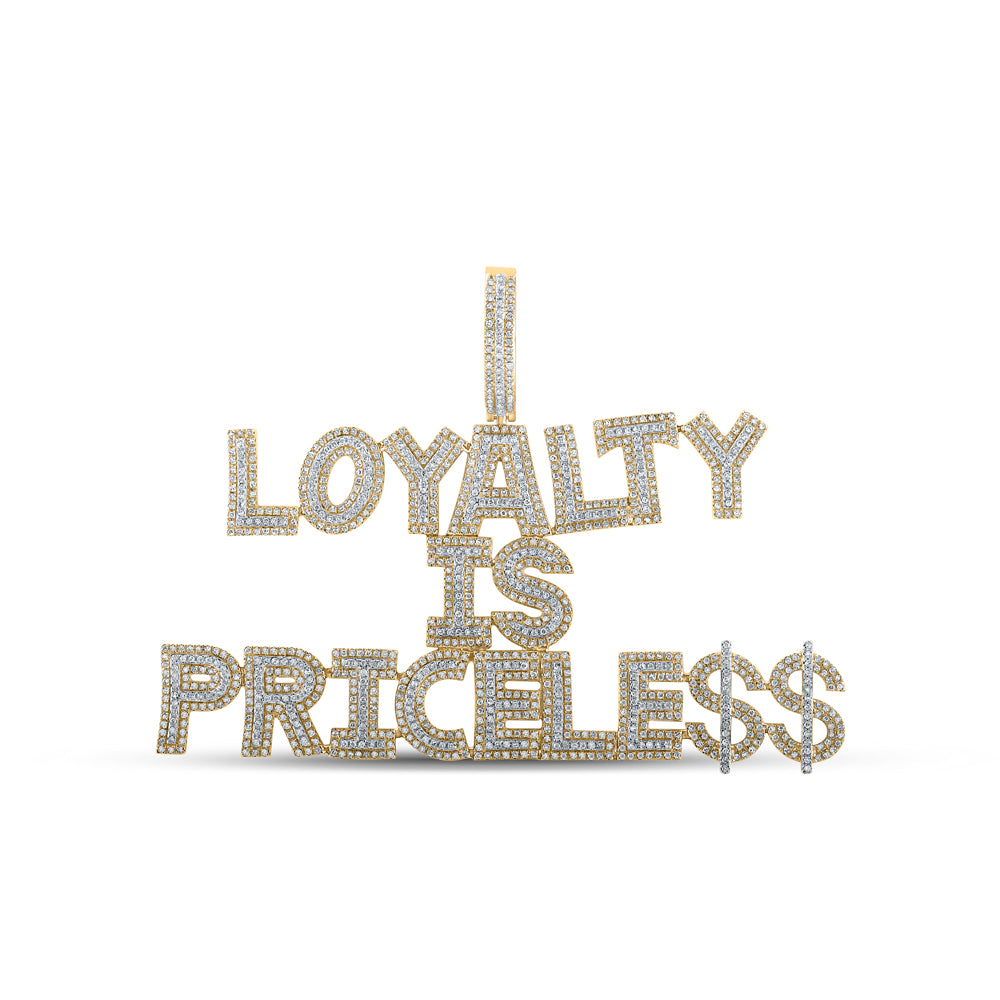 2.84 Ctw Natural Diamond Loyalty Is Pricesless Dollar Sign Pendant in 10k Yellow Gold