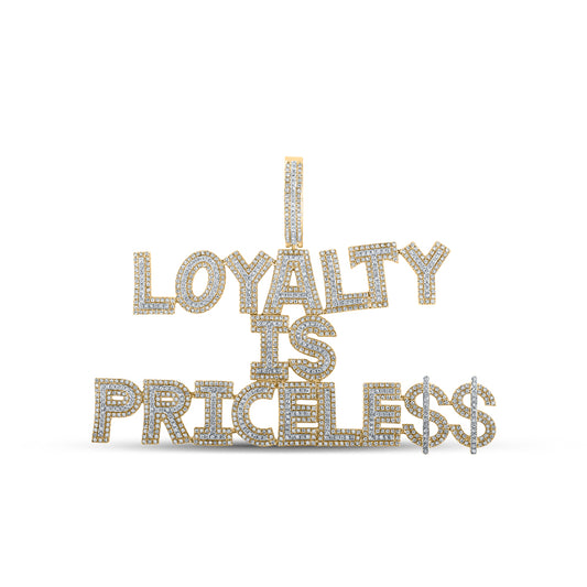 2.84 Ctw Natural Diamond Loyalty Is Pricesless Dollar Sign Pendant in 10k Yellow Gold