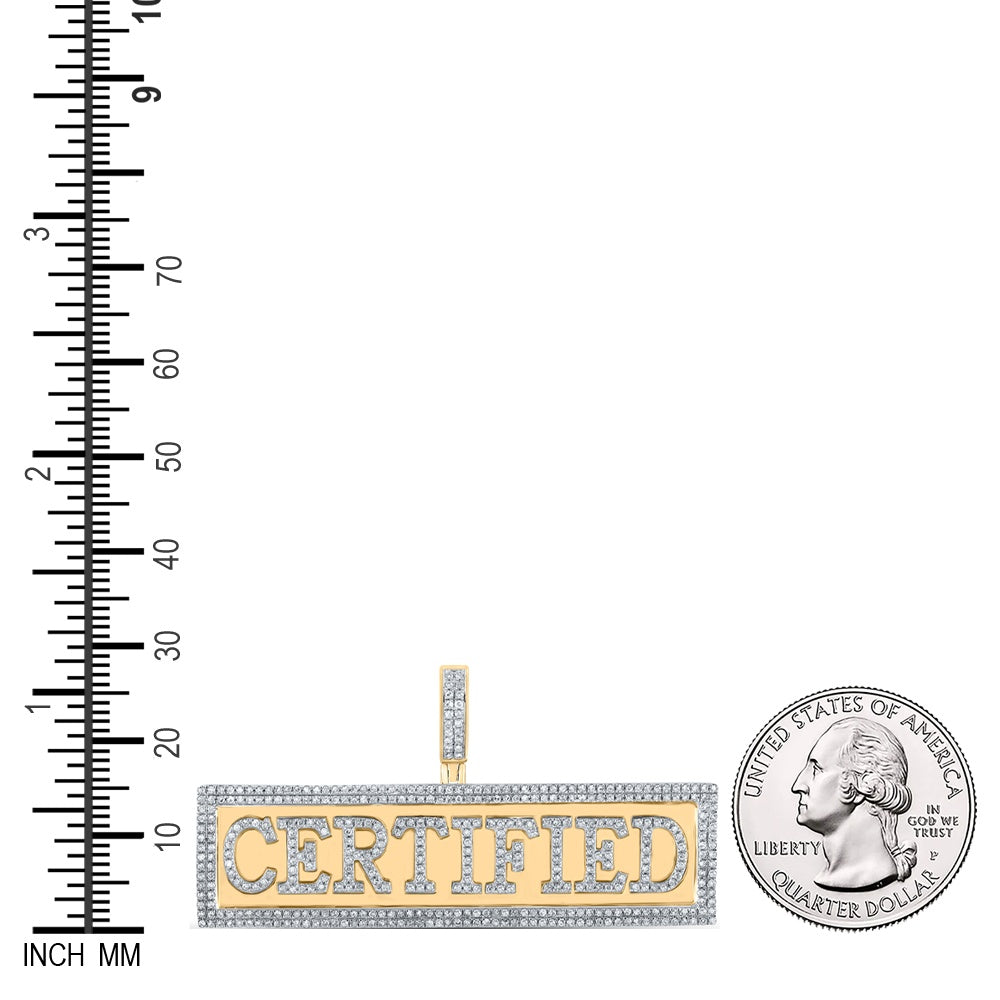 1.05 Ctw Natural Diamond CERTIFIED Nameplate Pendant in 10k Yellow Gold