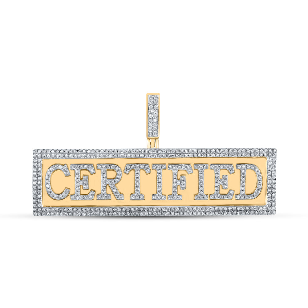 1.05 Ctw Natural Diamond CERTIFIED Nameplate Pendant in 10k Yellow Gold
