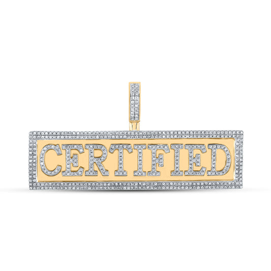 1.05 Ctw Natural Diamond CERTIFIED Nameplate Pendant in 10k Yellow Gold