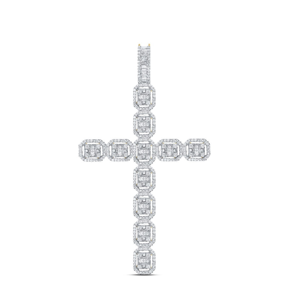 2.35 Ctw Natural Diamond Hiphop Cross Religious Pendant in 10k Yellow Gold