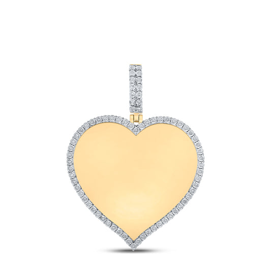 0.2 Ctw Natural Diamond Memory Picture Frame Heart Pendant in 10k Yellow Gold