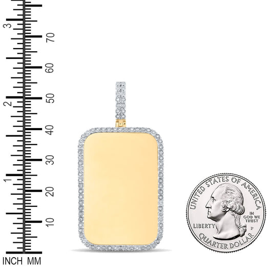 0.25 Ctw Natural Diamond Dogtag Rectangle Memory Picture Frame Pendant in 10k Yellow Gold