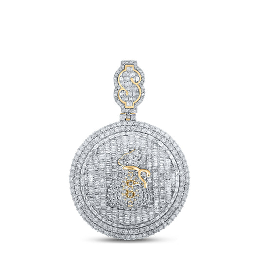 4.95 Ctw Natural Diamond Medallion Money Bag Dollar Pendant in 10k Yellow Gold