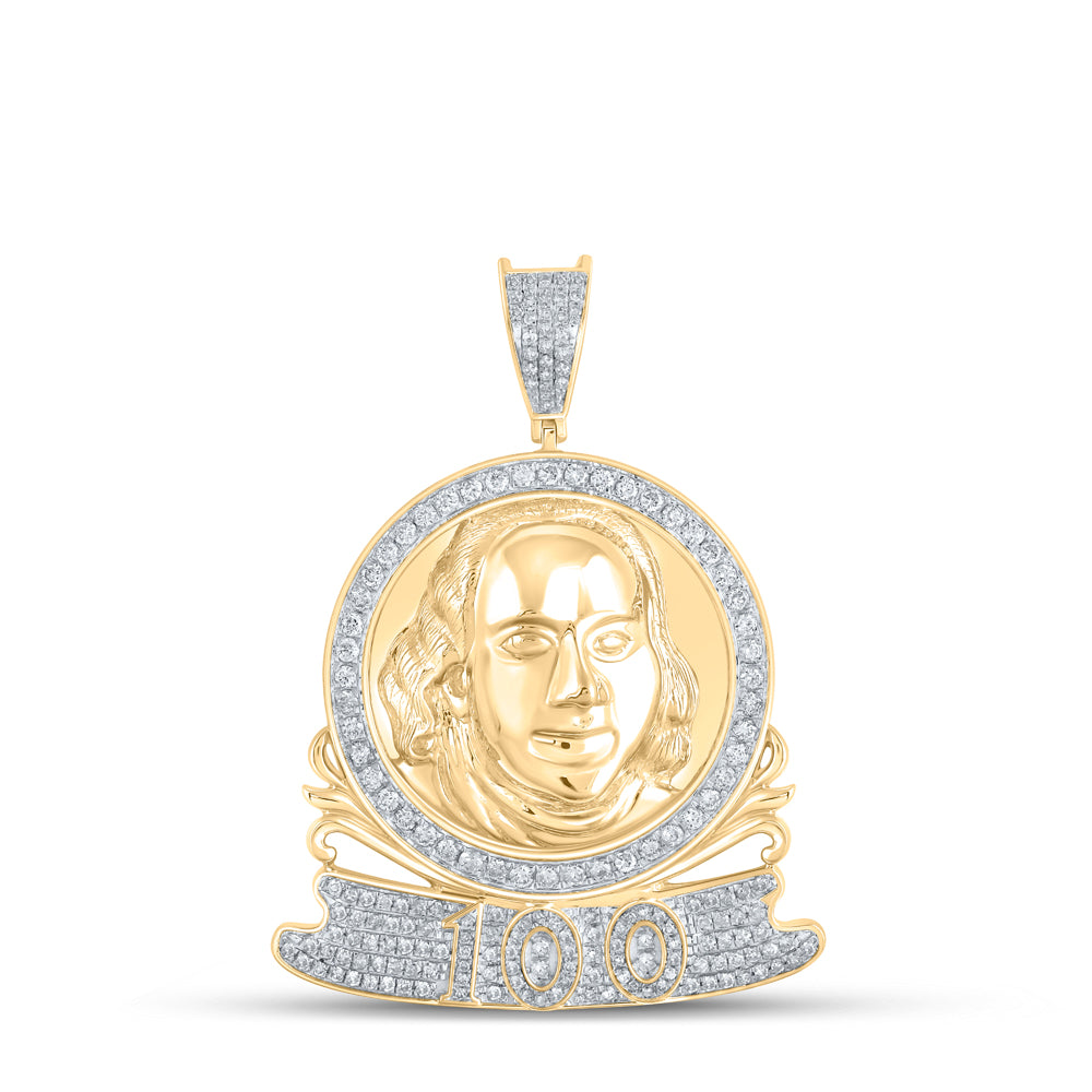 1.2 Ctw Natural Diamond 100 Hundred Money Pendant in 10k Yellow Gold
