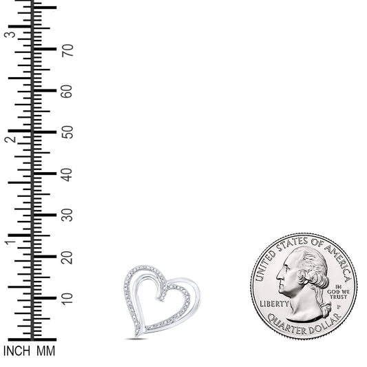 0.05 Ctw Natural Diamond Open Double Heart Pendant in Sterling Silver