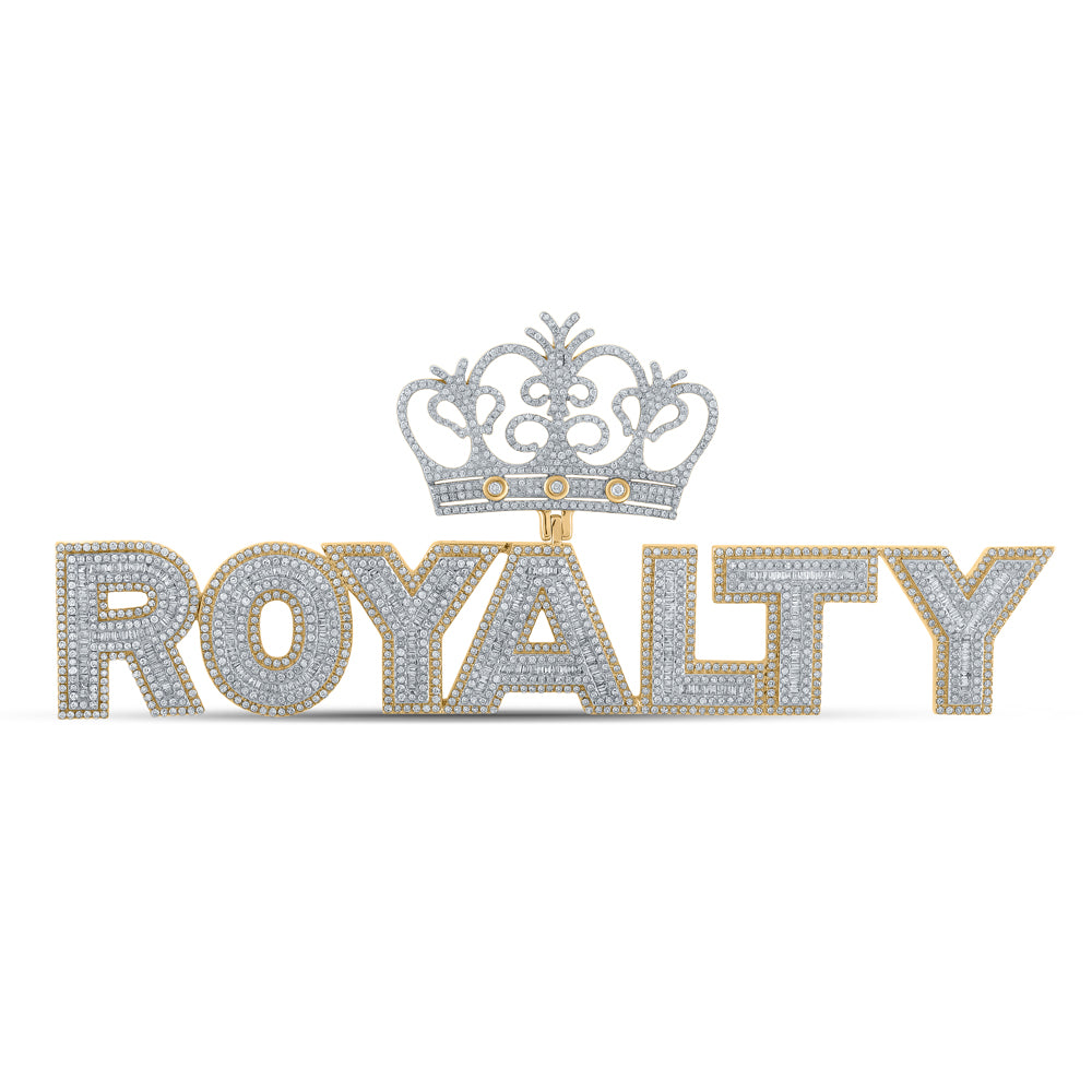 4.68 Ctw Natural Diamond Royalty Nameplate Pendant in 10k Yellow Gold