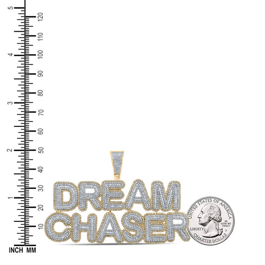 6.8 Ctw Natural Diamond Dream Chaser Nameplate Pendant in 10k Yellow Gold